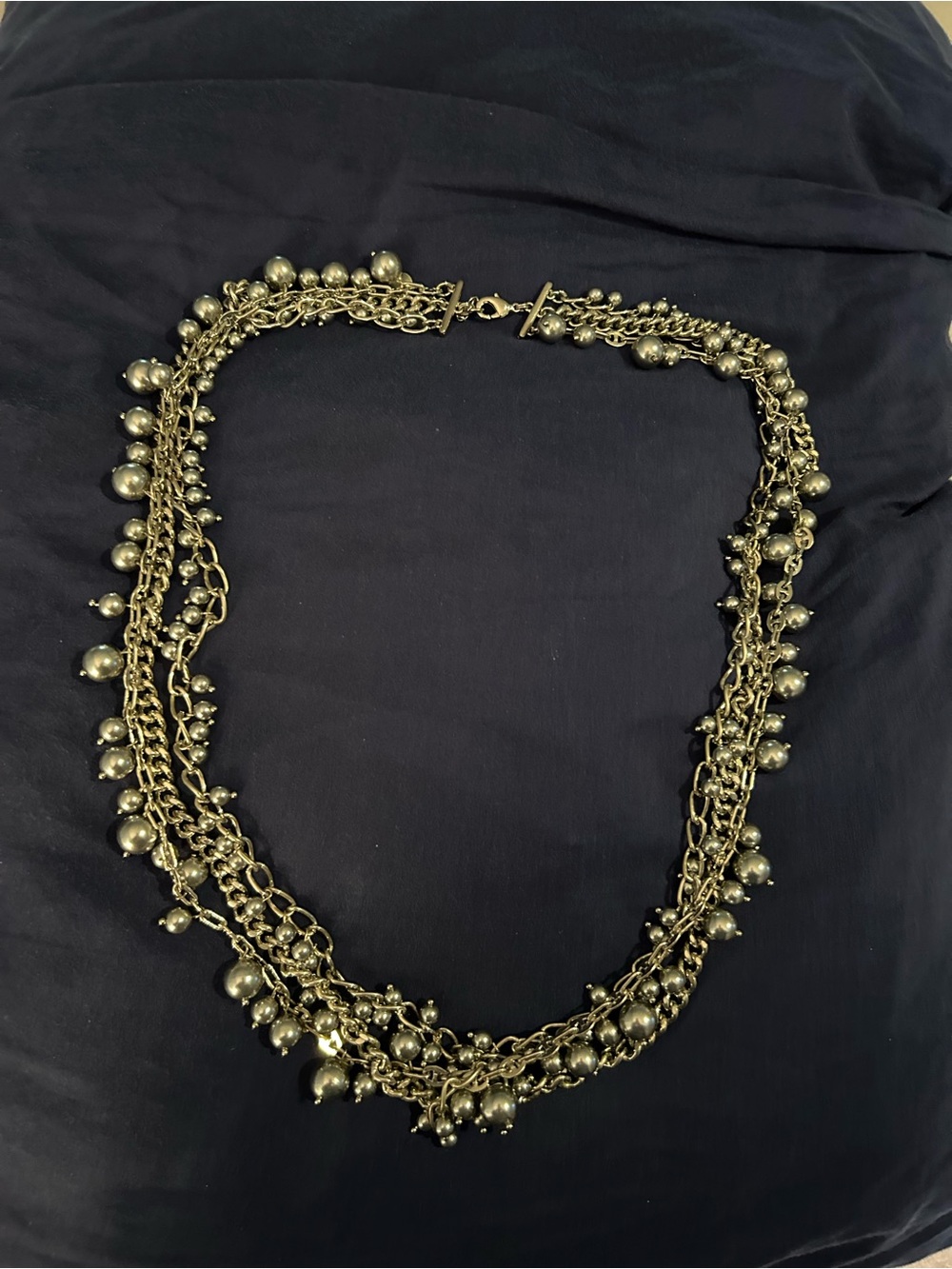 Talbots Multi-Strand Silver Ball Accent Necklace - silver